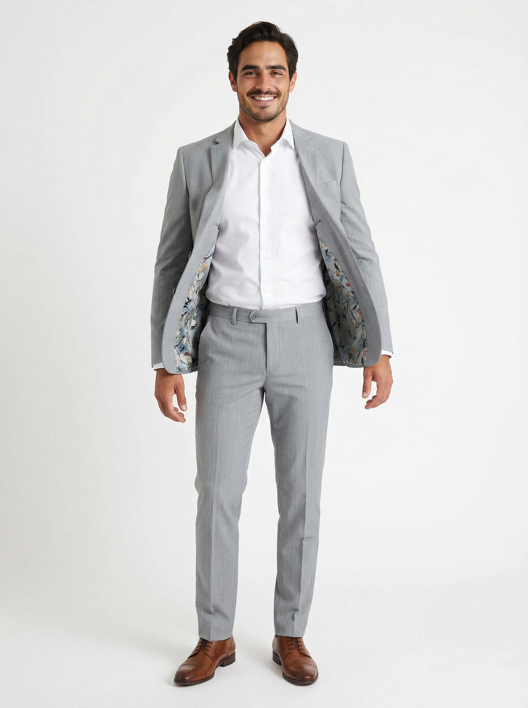 2-delig pak Light Grey Striped full