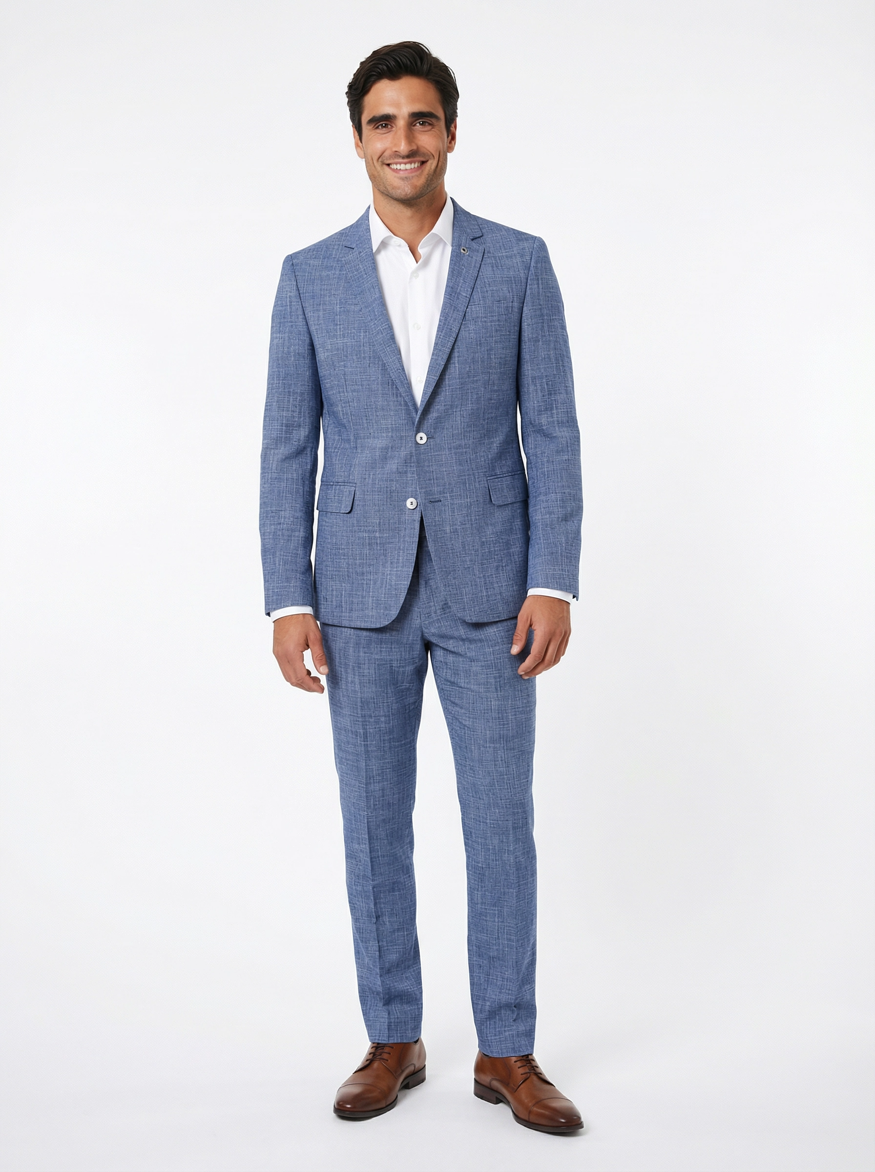 2-delig pak Mid Blue White Checkered full man