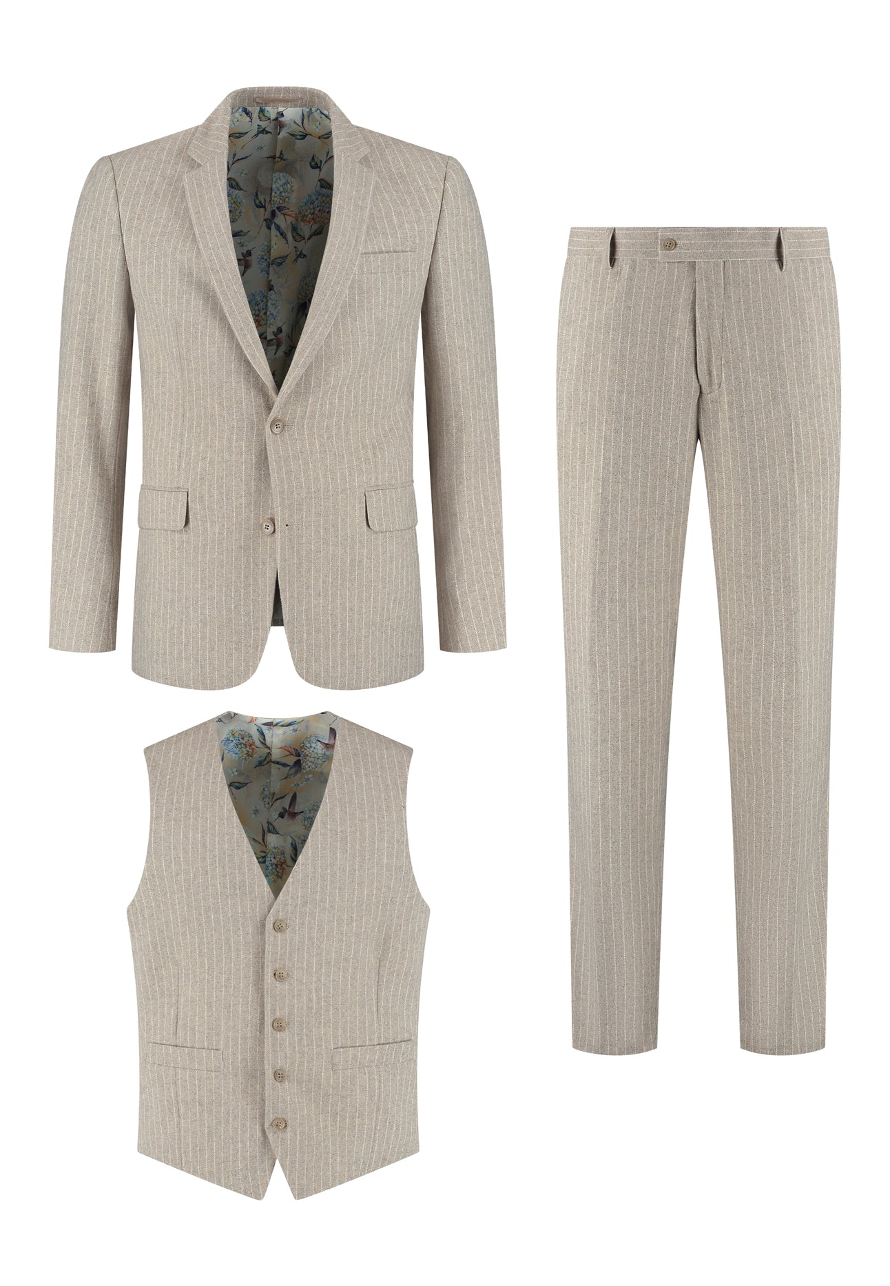 3-delig pak Beige 10mm Pinstripe product