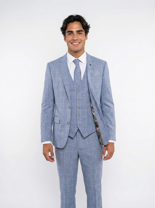 3-delig pak Ice Blue Checkered-
