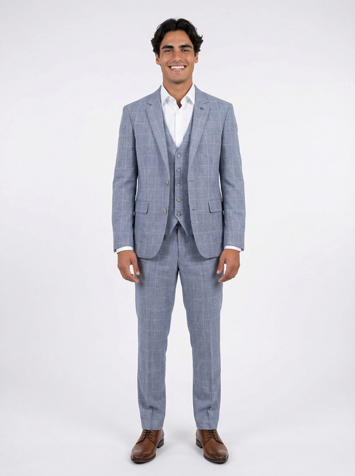 3-delig pak Ice Blue Checkered 2