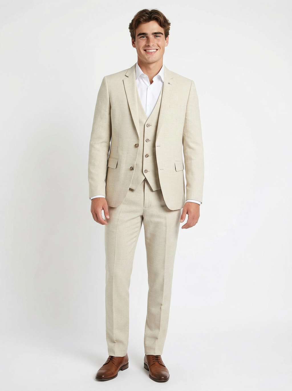 3-delig pak Light Beige Sharkskin front