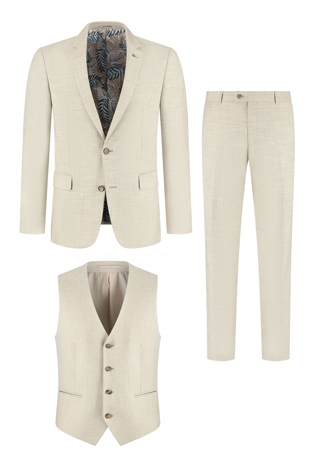 3-delig pak Light Beige Sharkskin set
