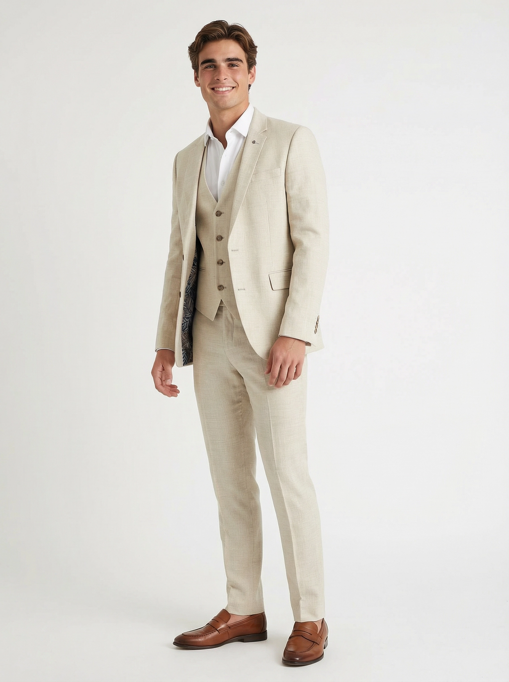 3-delig pak Light Beige Sharkskin side