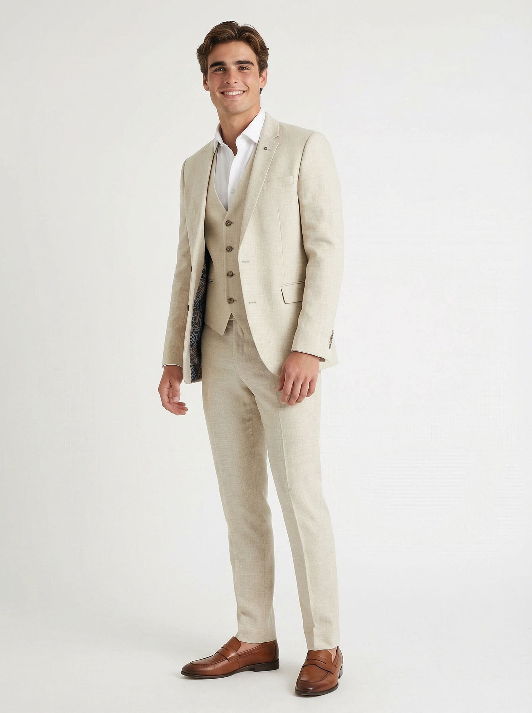 3-delig pak Light Beige Sharkskin side