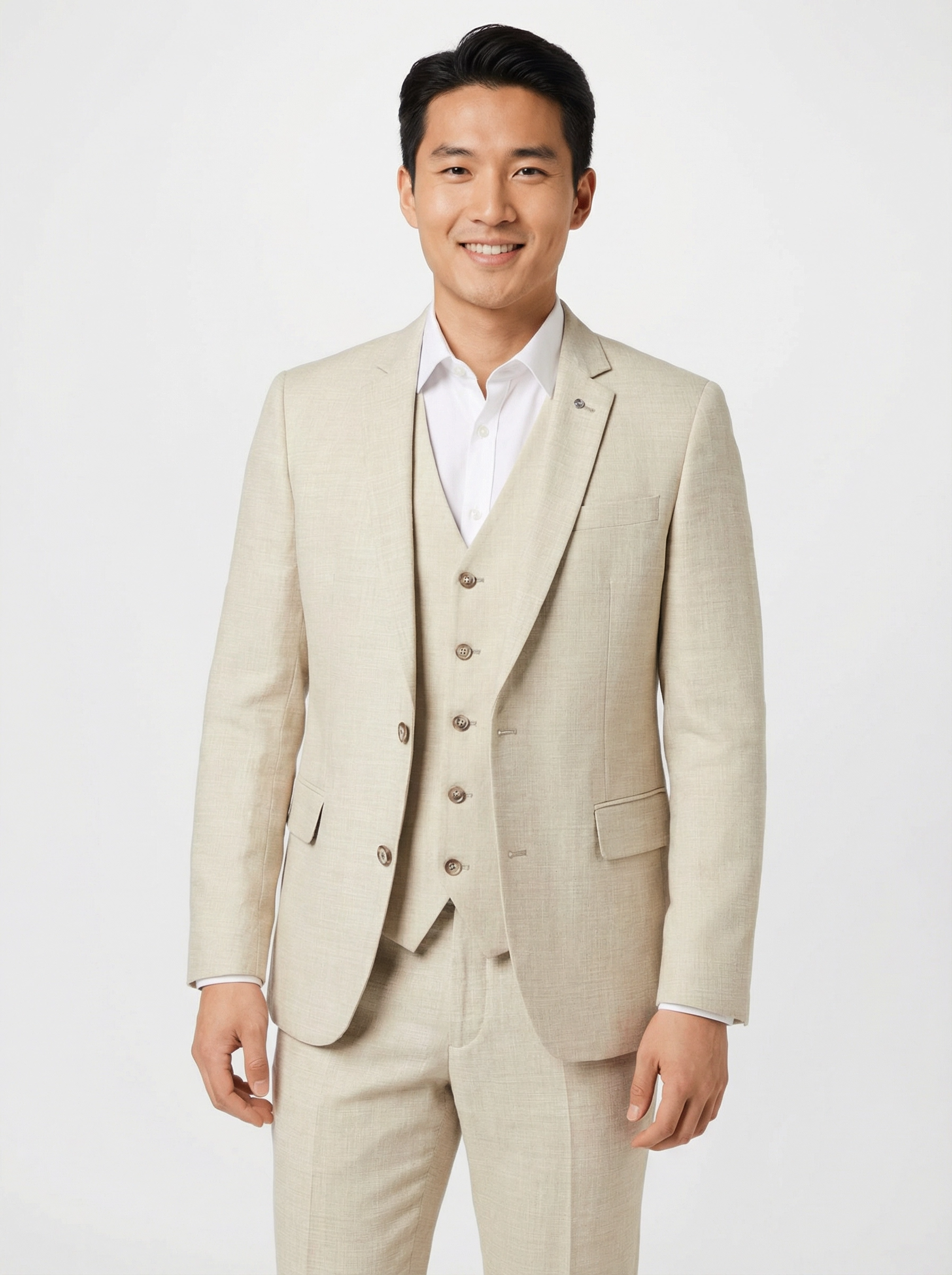 3-delig pak Light Beige Sharkskin top