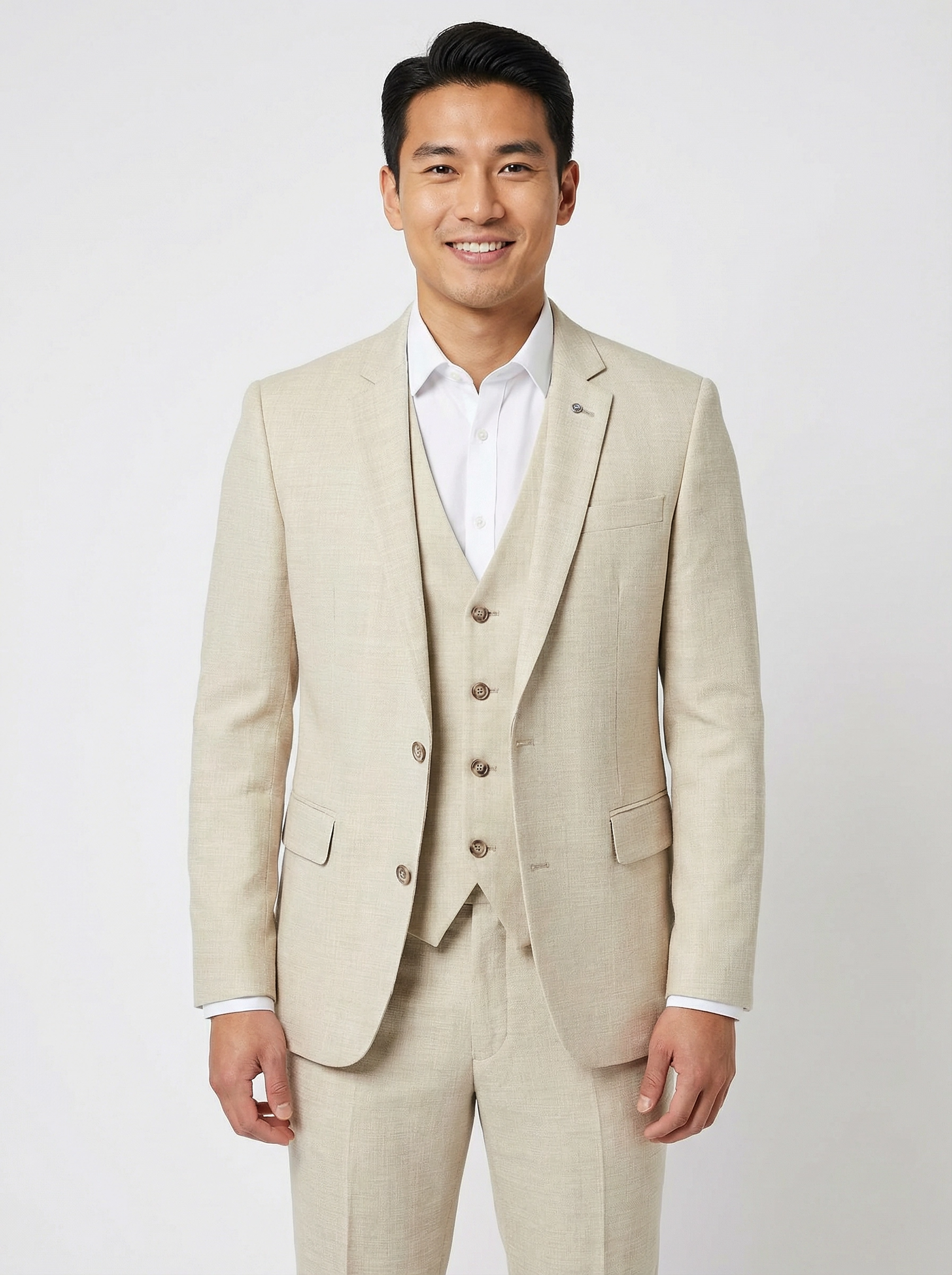 3-delig pak Light Beige Sharkskin top front