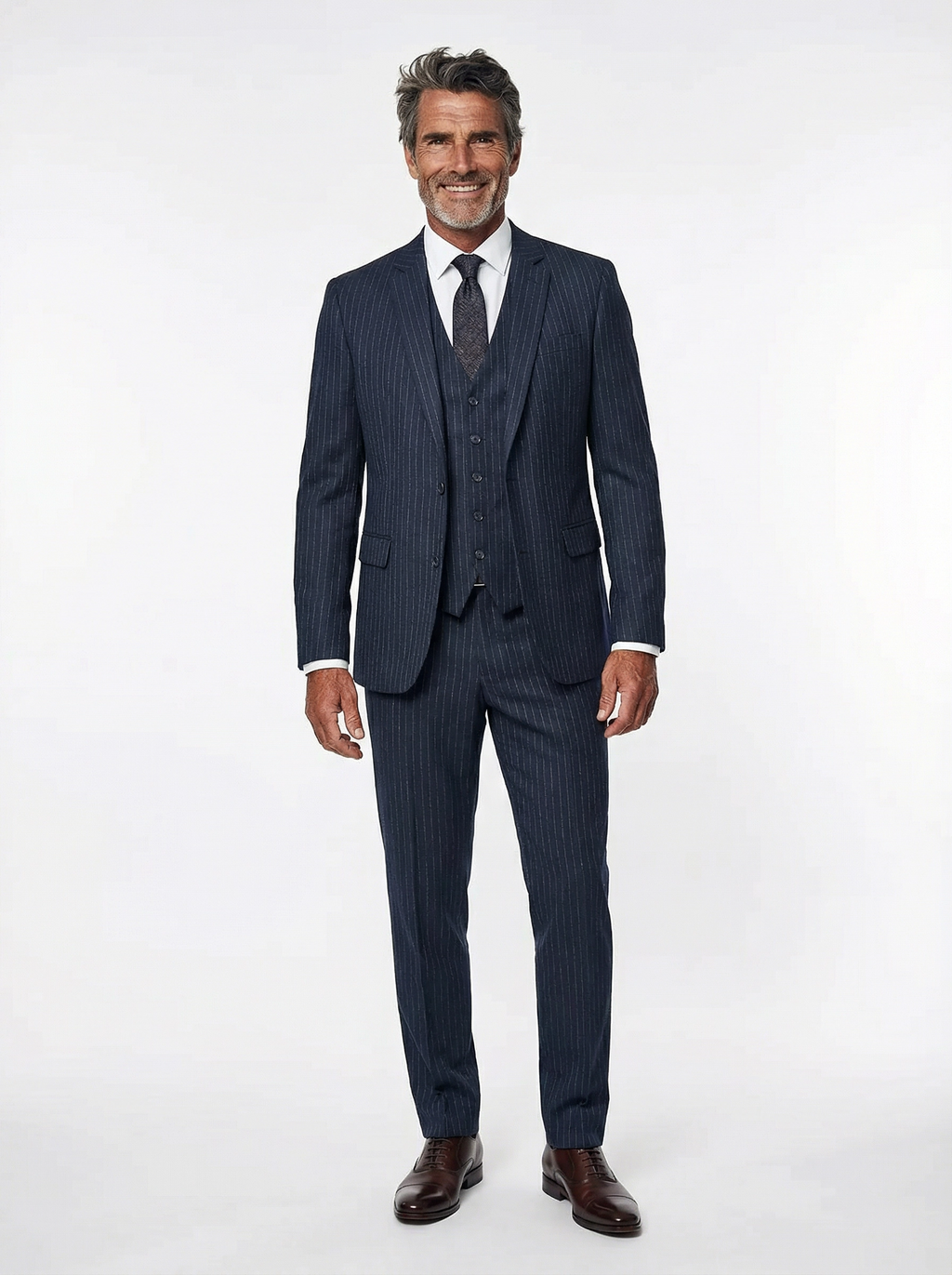 3-delig pak Navy 10mm Pinstripe man