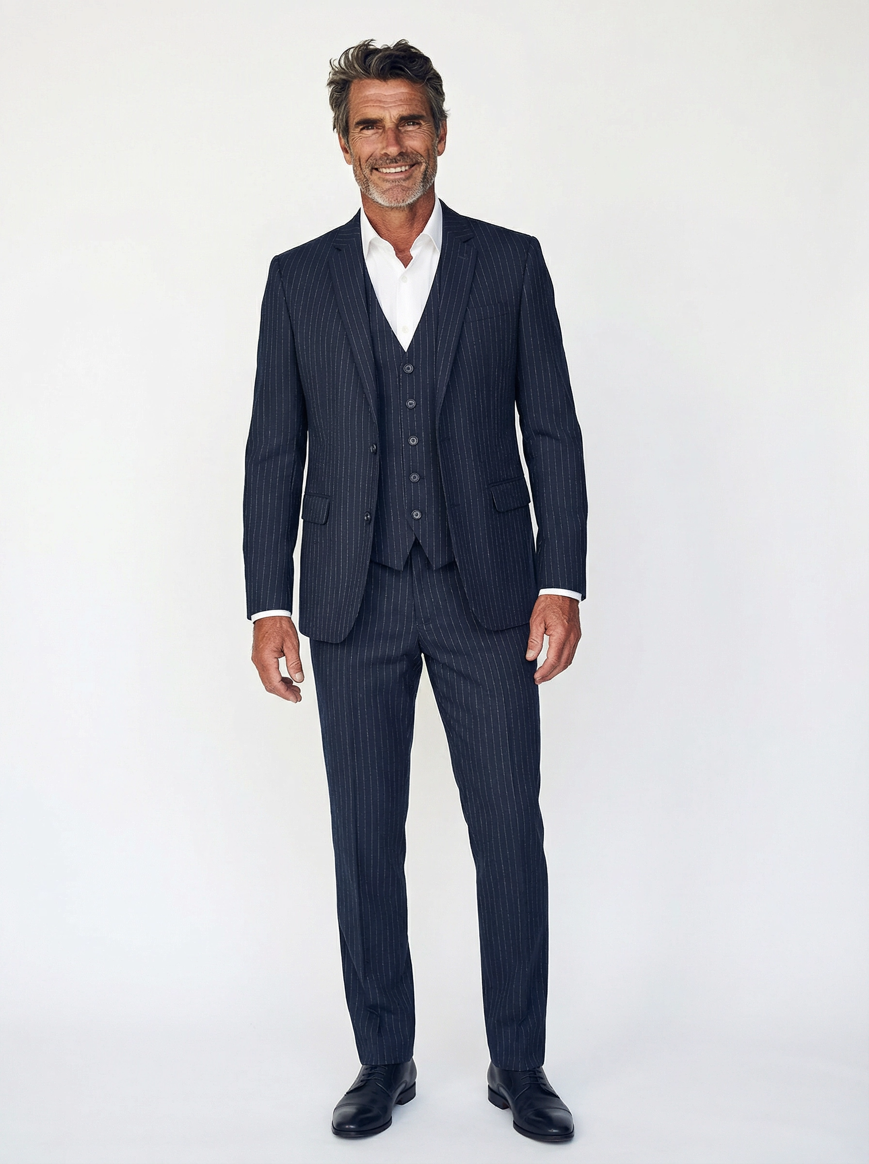 3-delig pak Navy 10mm Pinstripe man man full