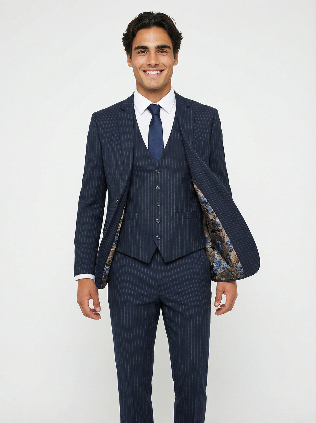 3-delig pak Navy 10mm Pinstripe walk