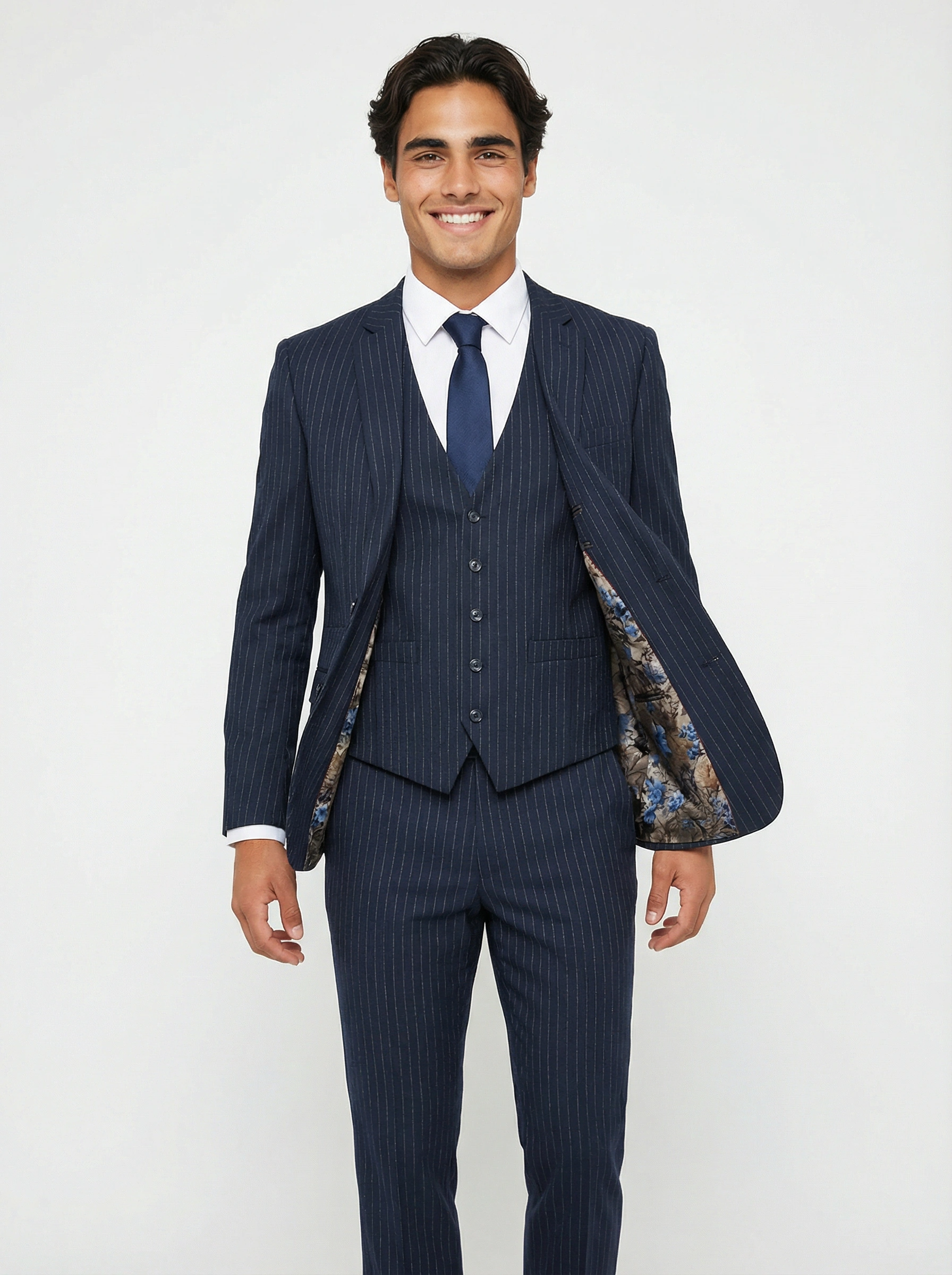 3-delig pak Navy 10mm Pinstripe walk