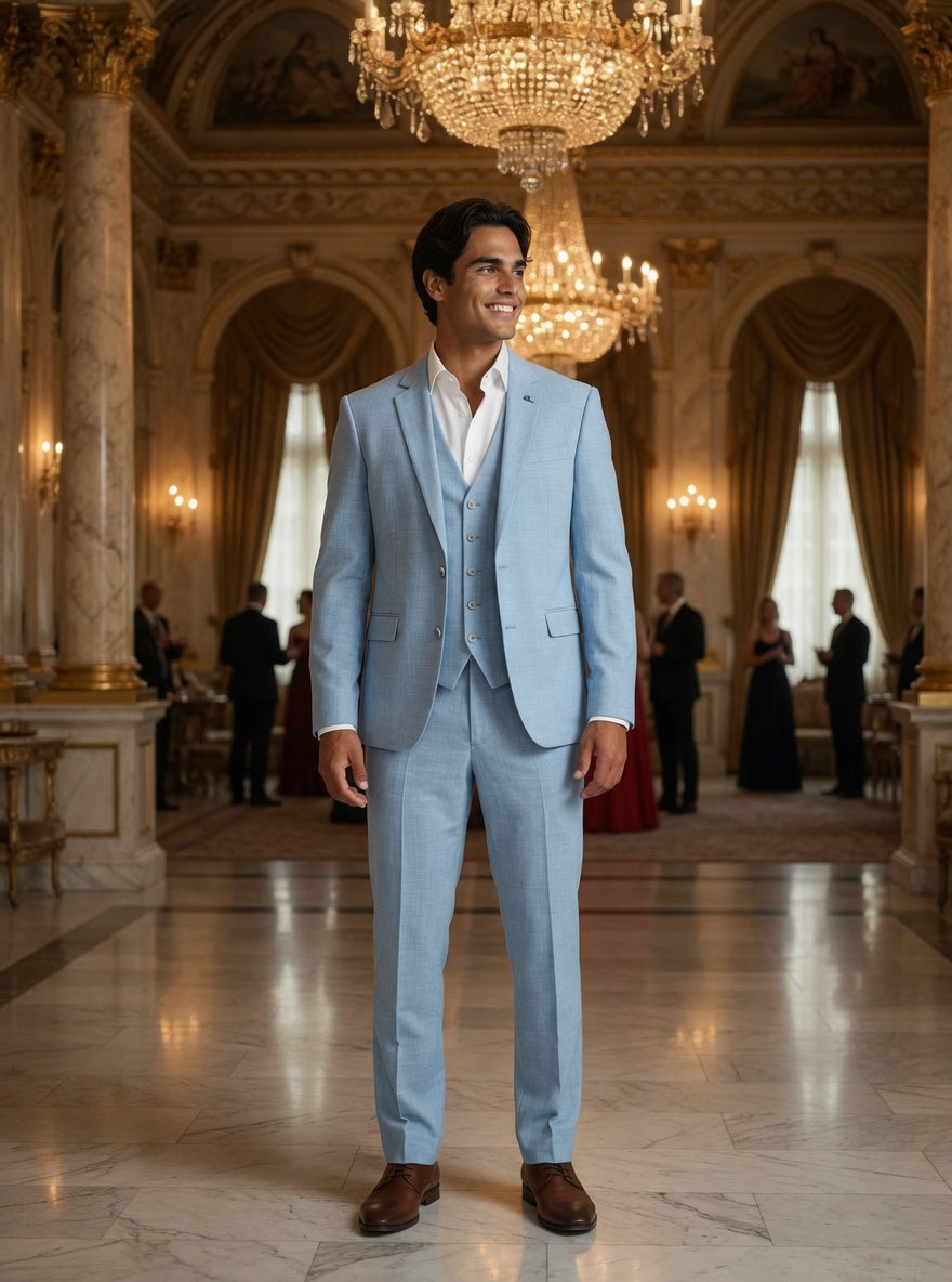 3-delig pak Light Blue Sharkskin