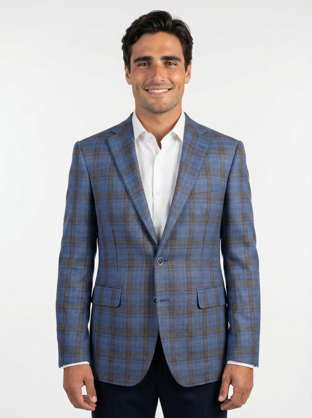 Colbert Mid Blue Brown Checkered