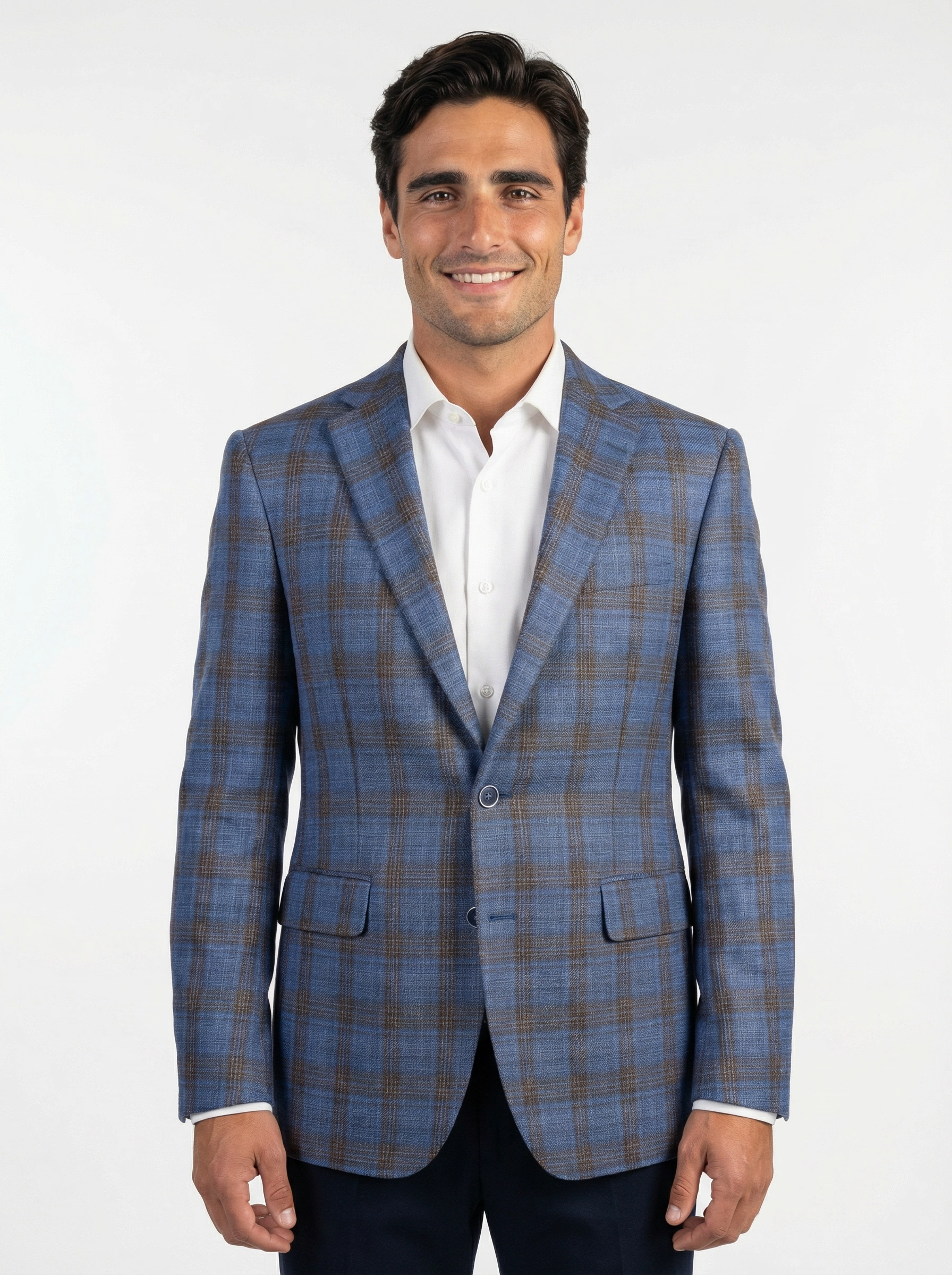 Colbert Mid Blue Brown Checkered