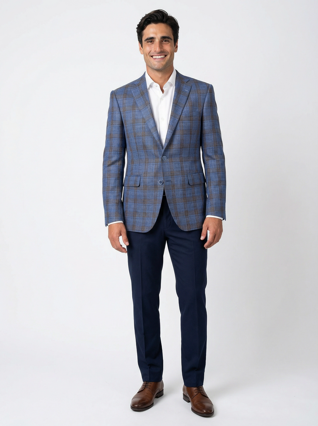 Colbert Mid Blue Brown Checkered full