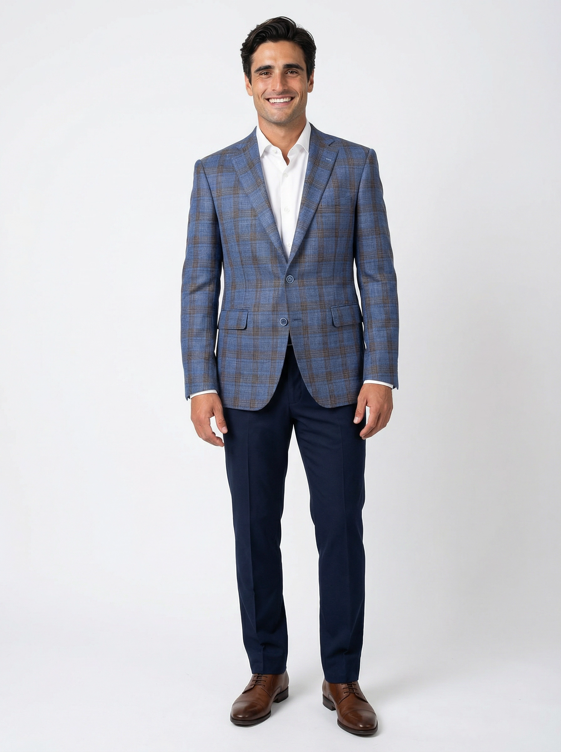 Colbert Mid Blue Brown Checkered full