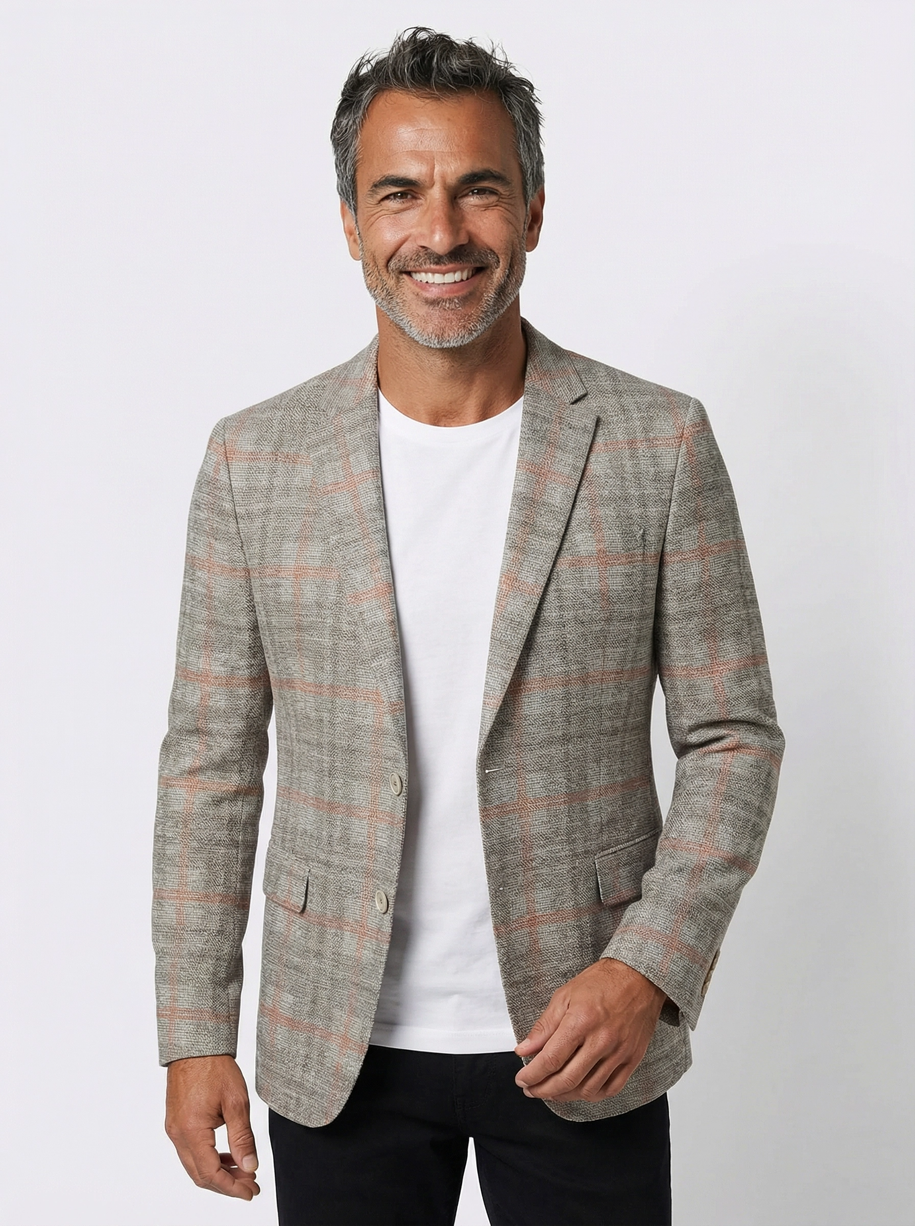 Colbert "Mireille"Light Grey Rust Checkered close