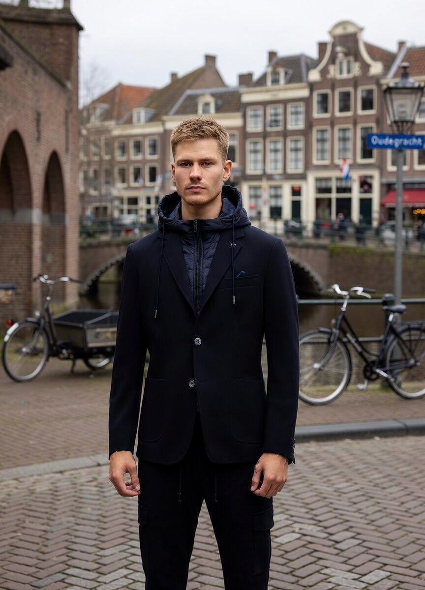 Mister Steven Hooded Jacket Navy Utrecht