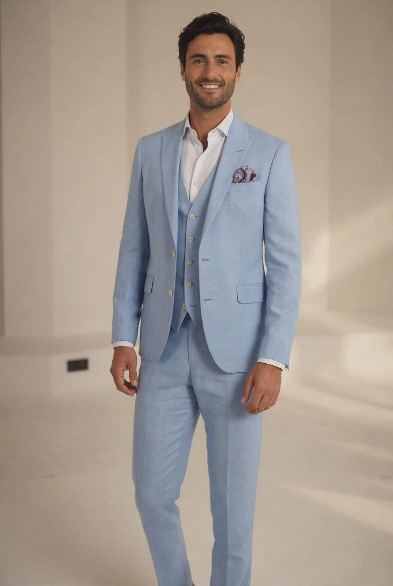 3-delig pak Light Blue Sharkskin